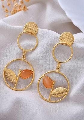 Gold One Gram Plated Round Shaped Drop Earrings