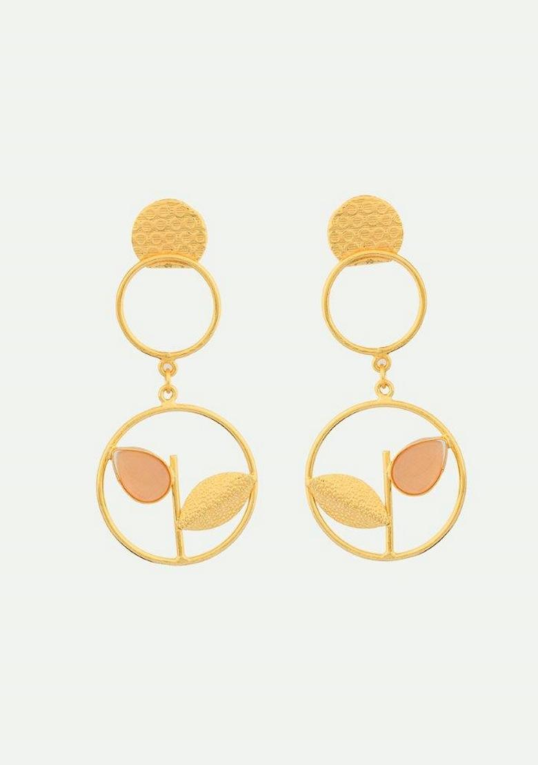 Gold One Gram Plated Round Shaped Drop Earrings