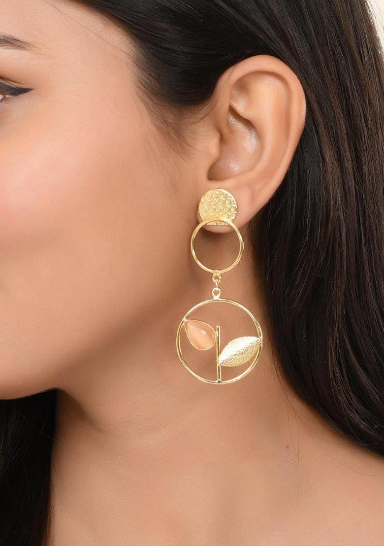Gold One Gram Plated Round Shaped Drop Earrings