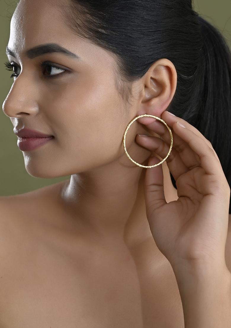 Gold Toned Circular Studs Earrings