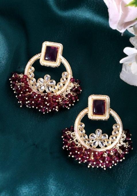 Purple Purple Stone Studded Earrings