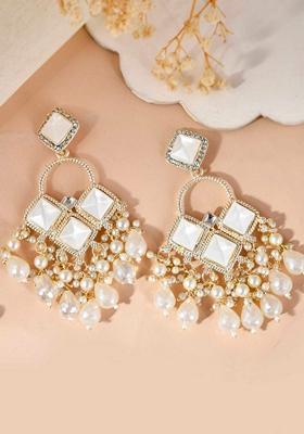 Gold Plated Geometrical Shaped Classic Drop Earrings