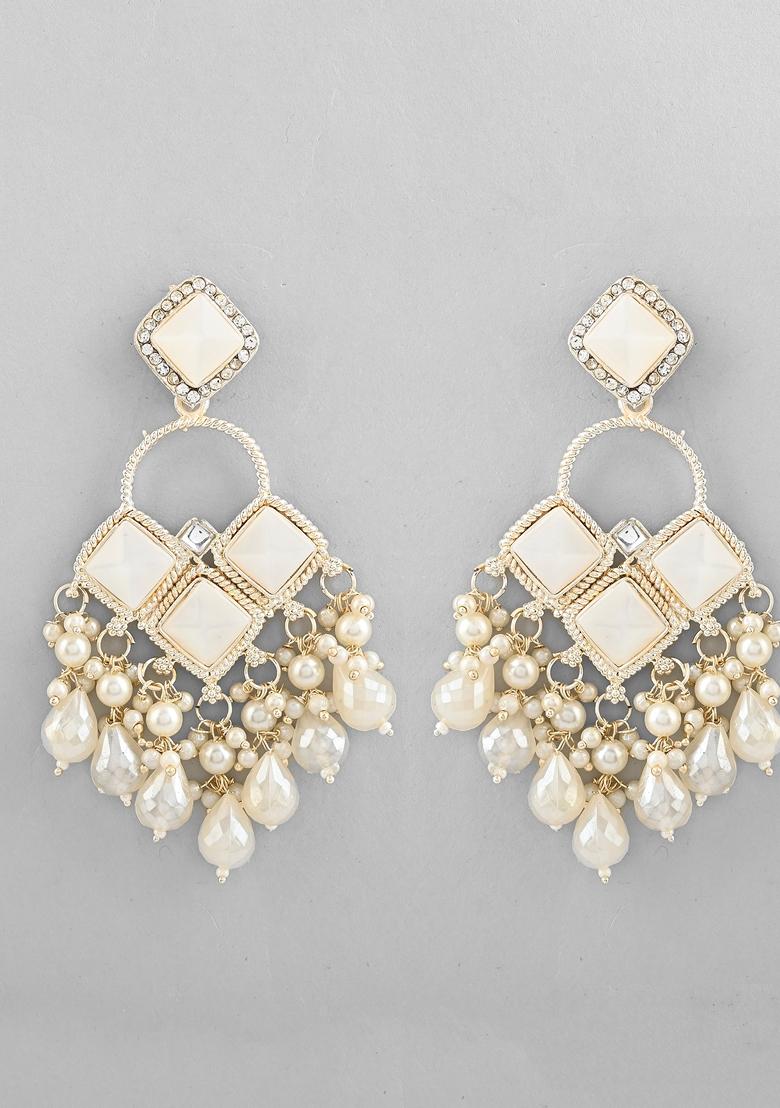 Gold Plated Geometrical Shaped Classic Drop Earrings