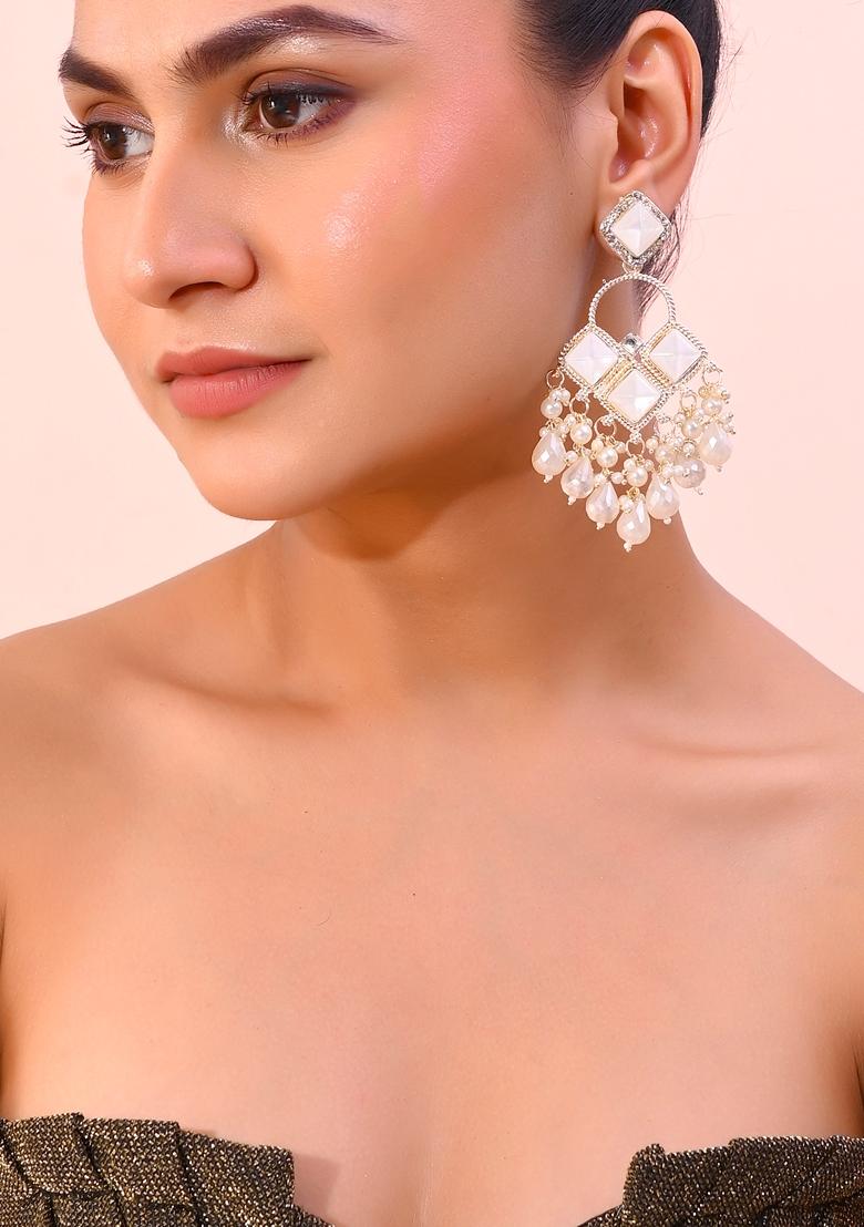 Gold Plated Geometrical Shaped Classic Drop Earrings