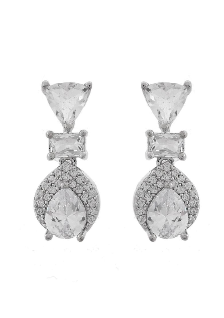 Silver Plated Ad Stone Studded Drop Earrings