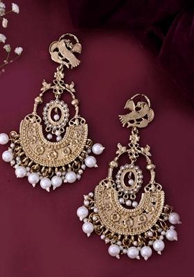 Gold Copper Plated Designer Long Drop Earrings