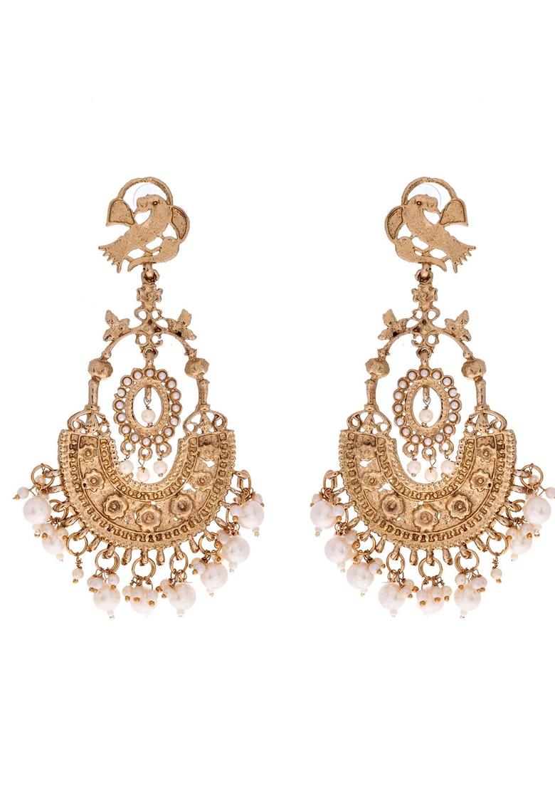Gold Copper Plated Designer Long Drop Earrings