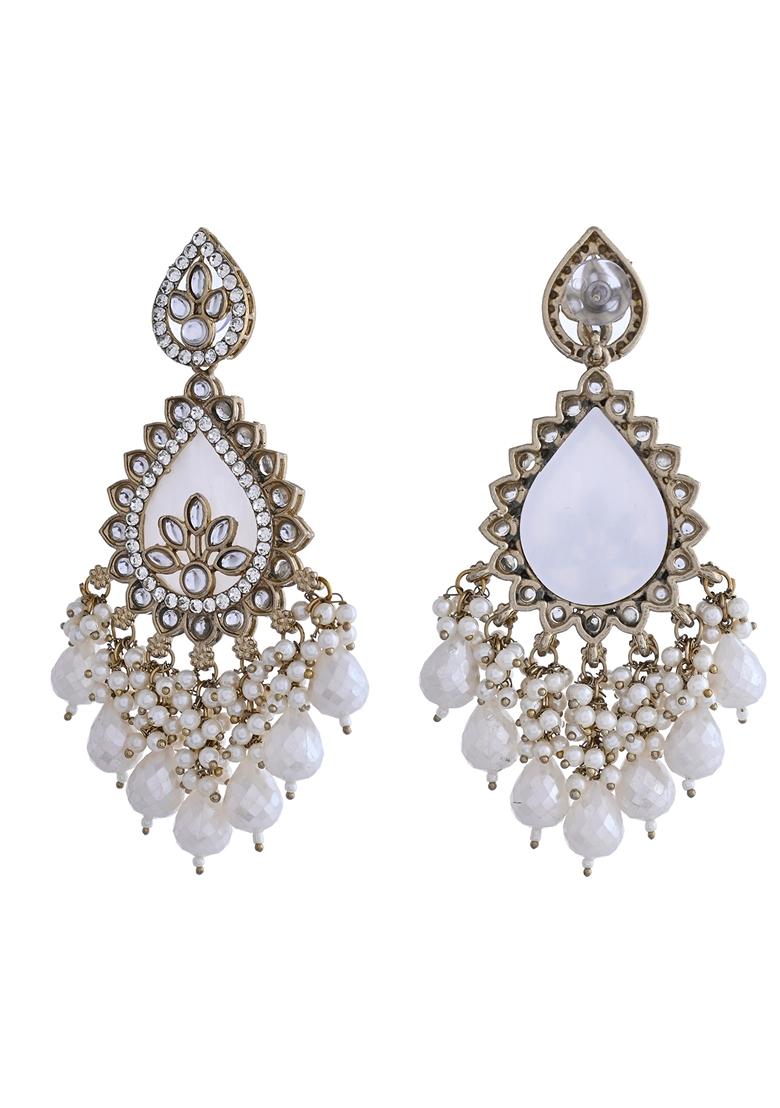 White Kundan Studded Designer Earrings