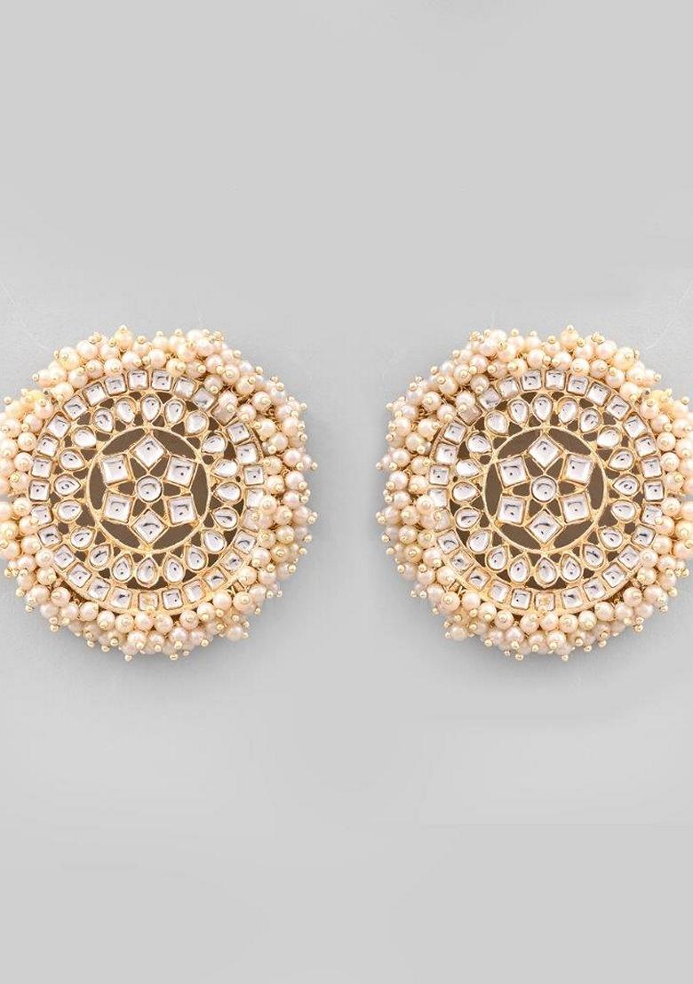 White Pearl Cricluar Studs Earrings