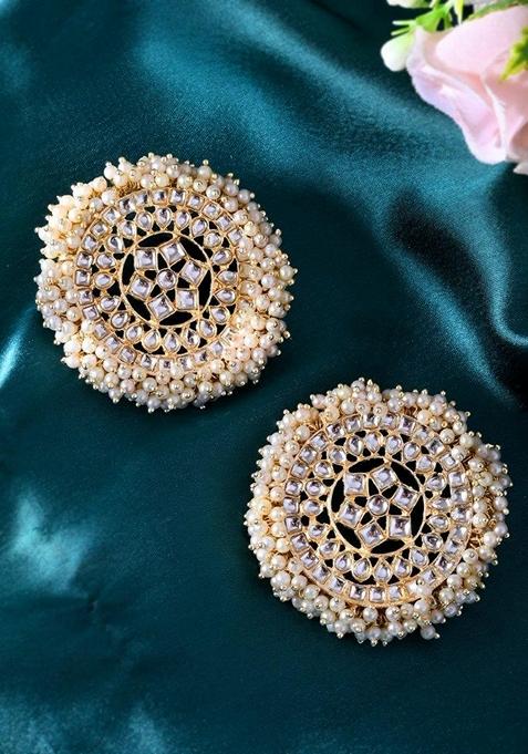 White Pearl Cricluar Studs Earrings