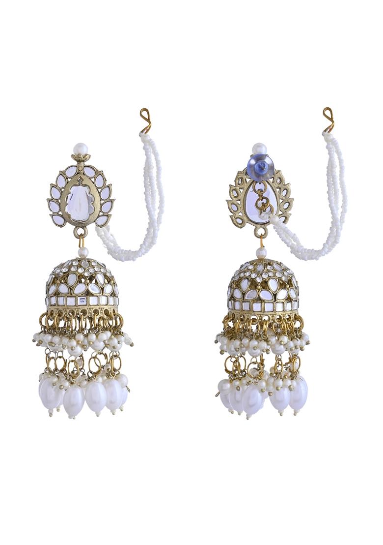 Gold Plated Kundan Studded Done Shapped Jumkas