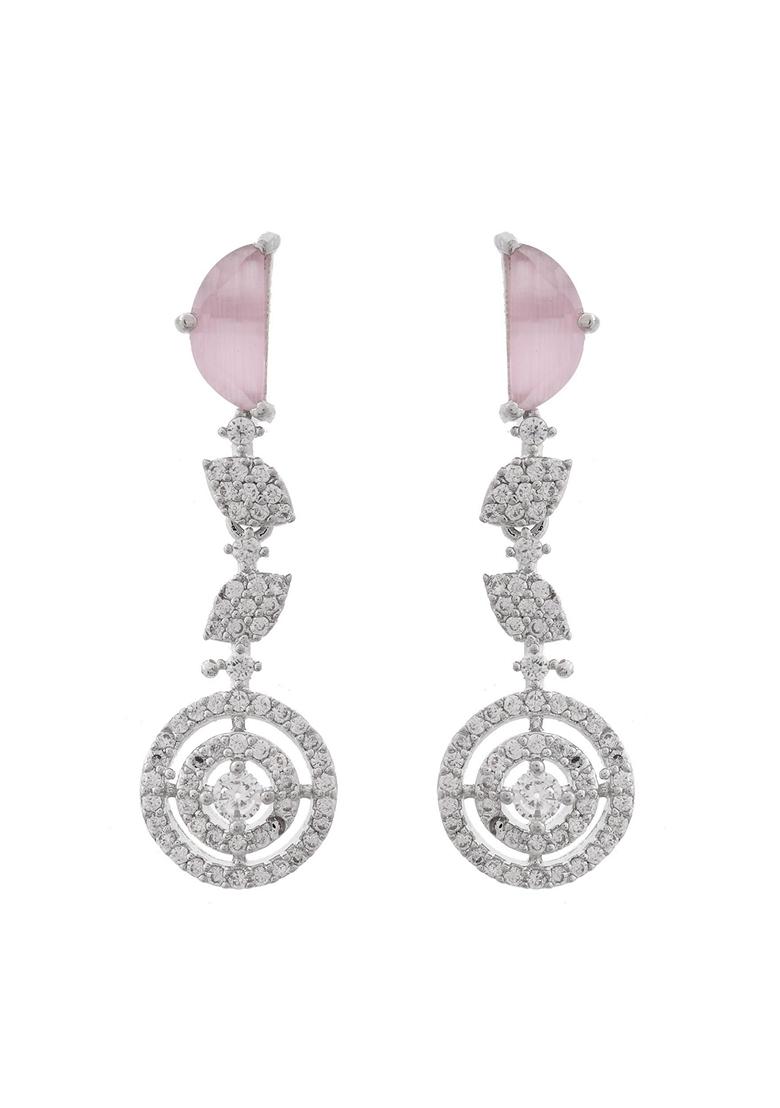 Silver Plated And Ad Stone Studded Drop Earrings