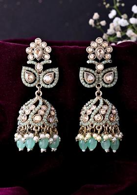 Mint Green Mint Green Stone Studded Jumkas