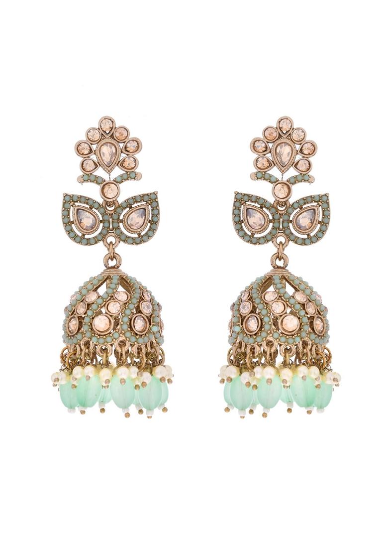 Mint Green Mint Green Stone Studded Jumkas