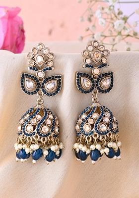 Blue Blue Stone Studded Jumkas