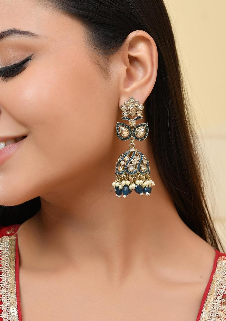 Blue Blue Stone Studded Jumkas