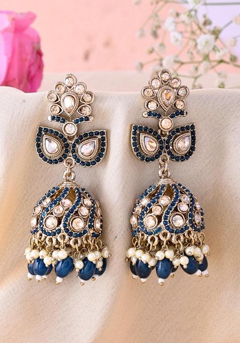 Blue Blue Stone Studded Jumkas