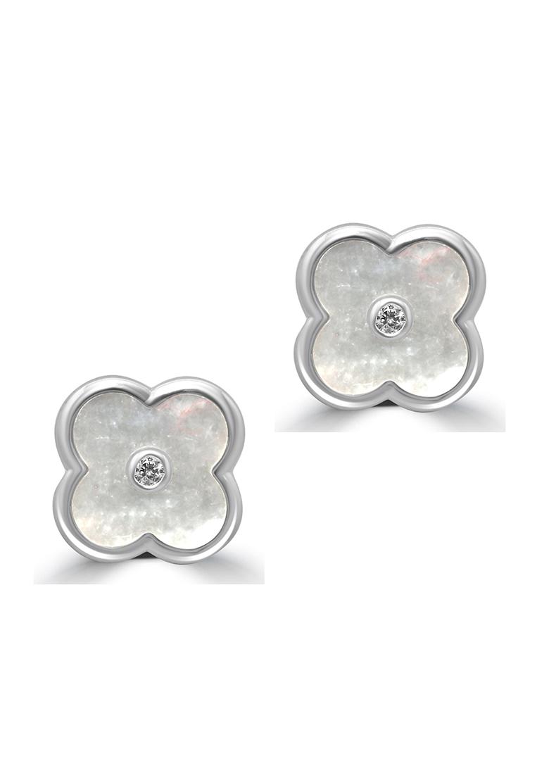 925 Pure Silver Zircon Studded Polished Stud Earrings