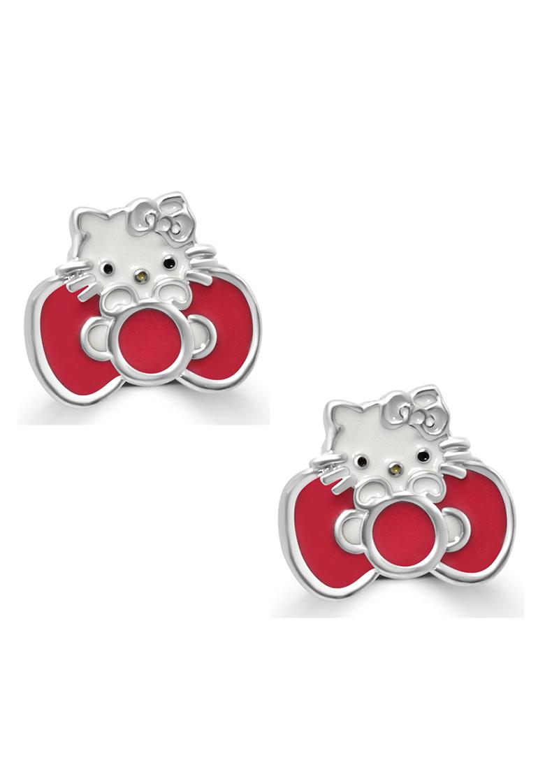 Peach 925 Pure Silver Hello Kitty Inspired Stud Earrings
