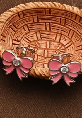 Peach 925 Pure Silver Peach Butterfly Inspired Stud Earrings