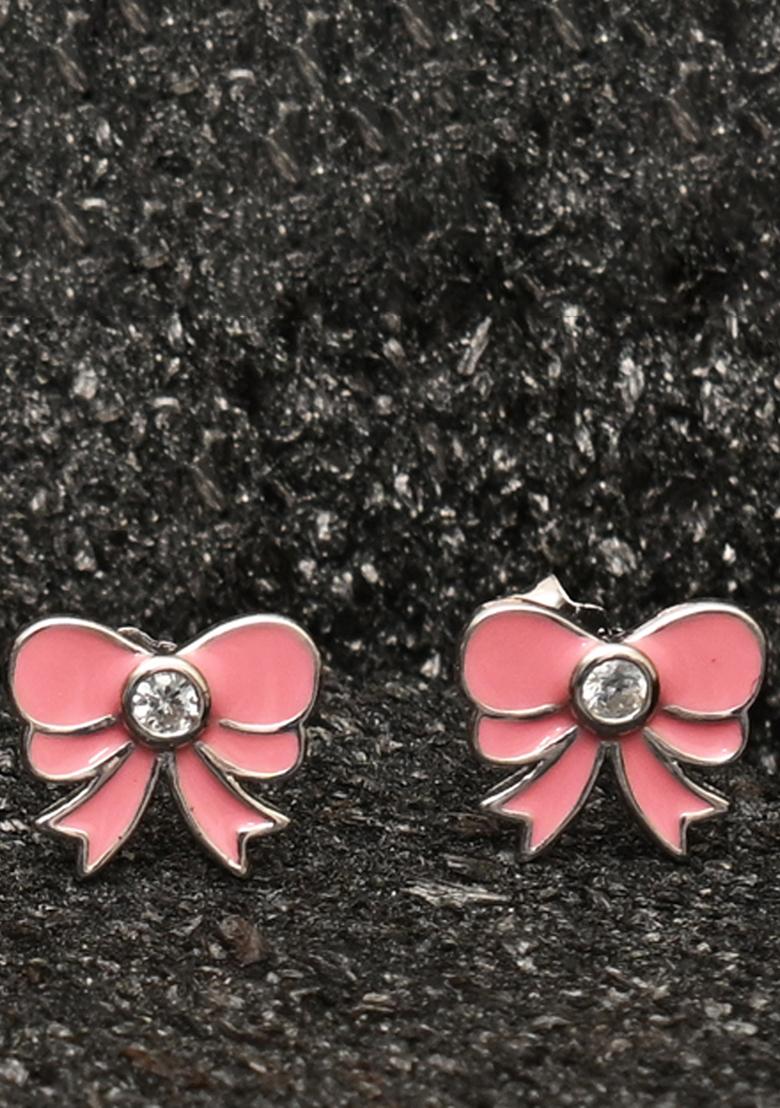 Peach 925 Pure Silver Peach Butterfly Inspired Stud Earrings