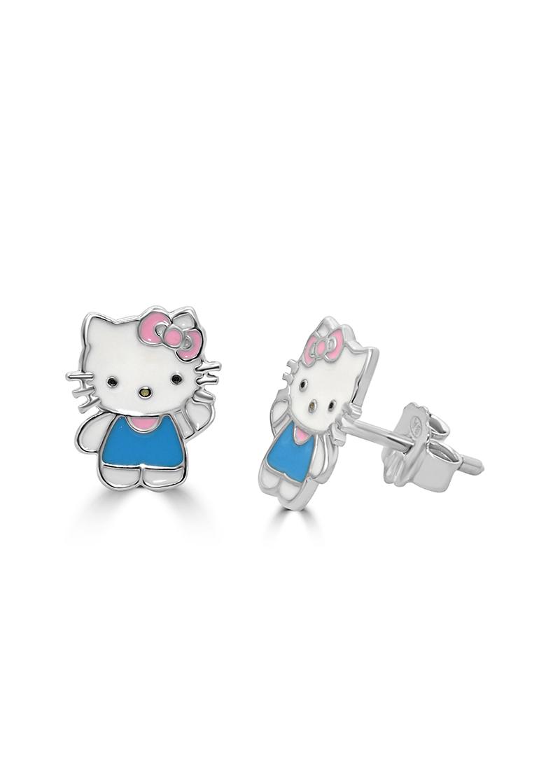White 925 Pure Silver Hello Kitty Inspired Stud Earrings