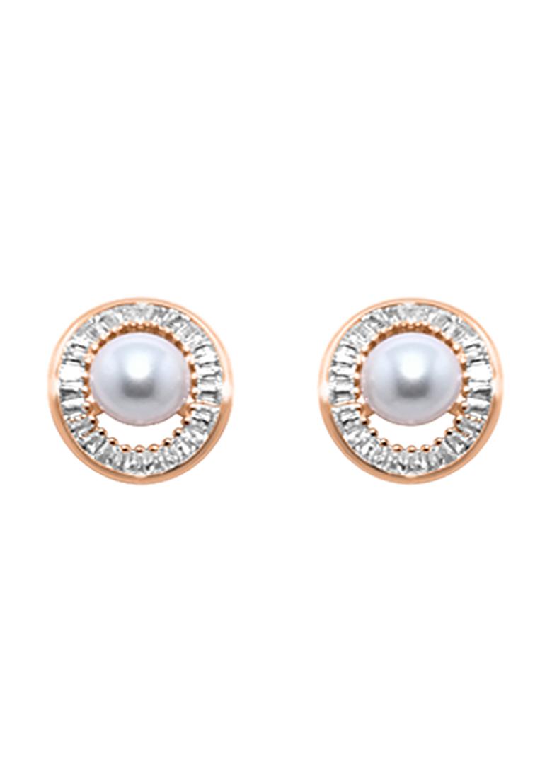 925 Pure Silver Zircon Studded Rose Gold Stud Earrings