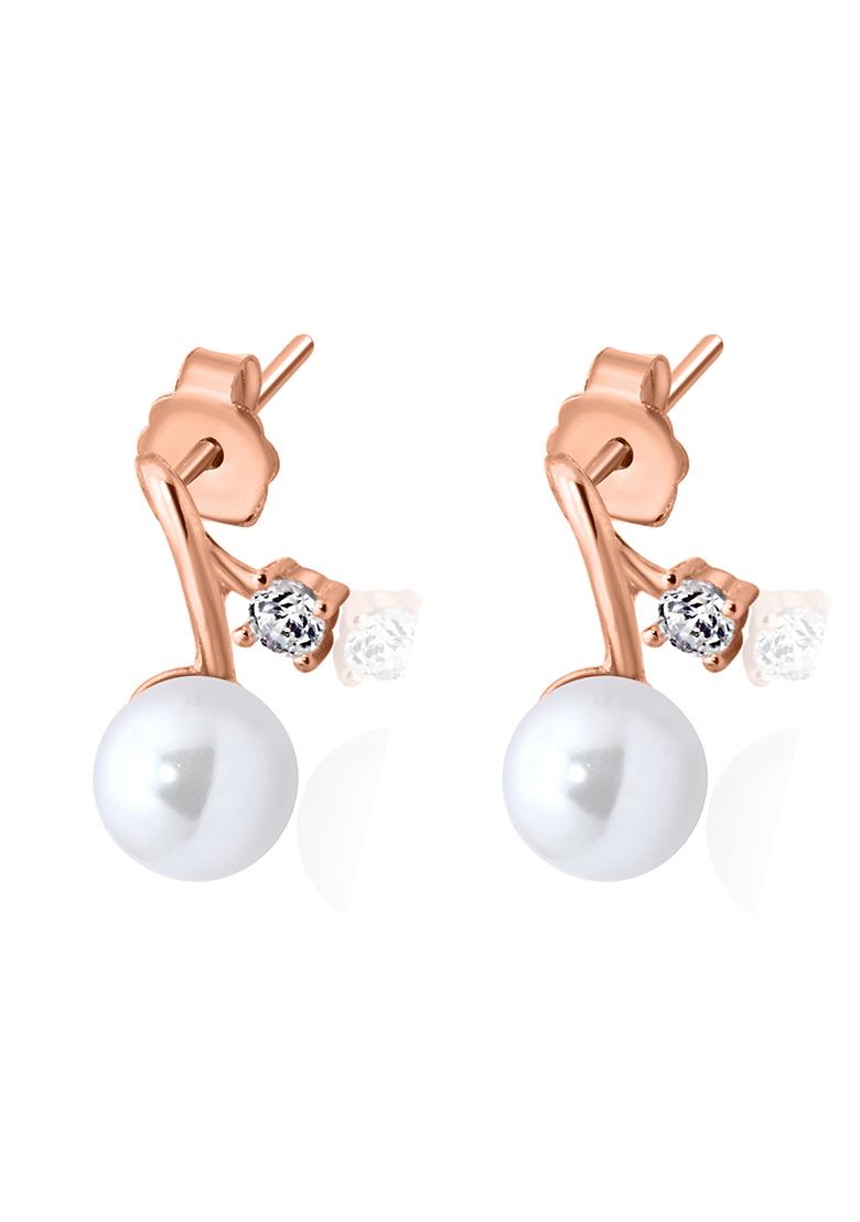 925 Pure Silver Zircon Studded Rose Gold Stud Earrings
