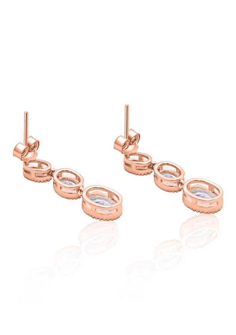925 Pure Silver Zircon Studded Rose Gold Drop Earrings