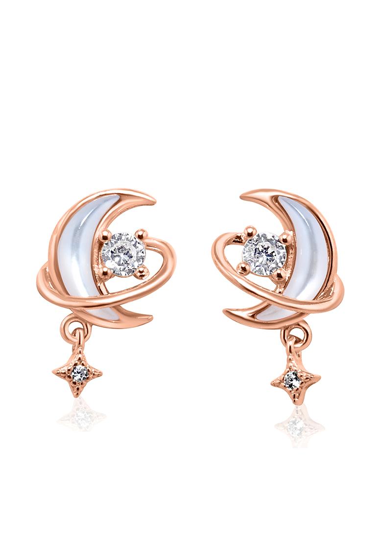 925 Pure Silver Zircon Studded Rose Gold Stud Earrings