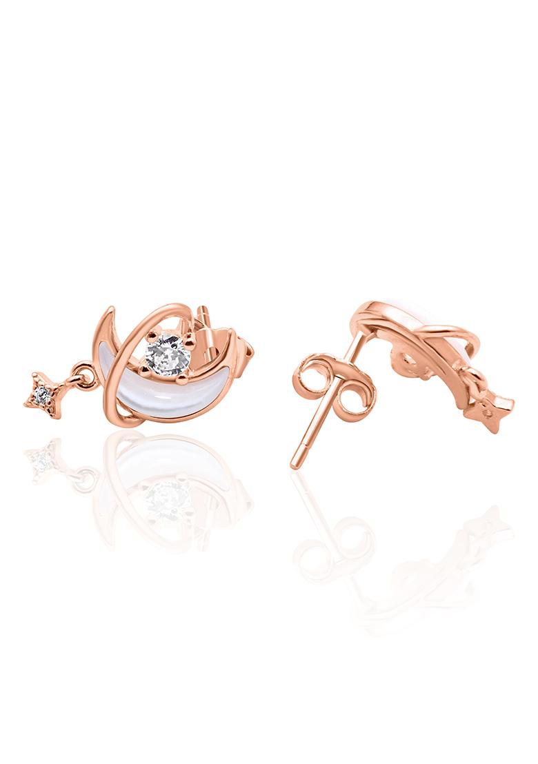 925 Pure Silver Zircon Studded Rose Gold Stud Earrings