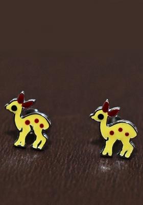 Yellow 925 Pure Silver Deer Inspired Stud Earrings