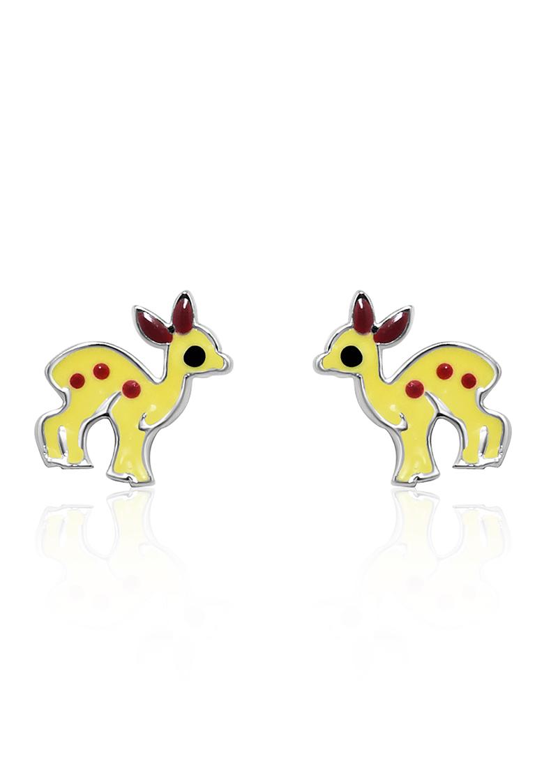 Yellow 925 Pure Silver Deer Inspired Stud Earrings