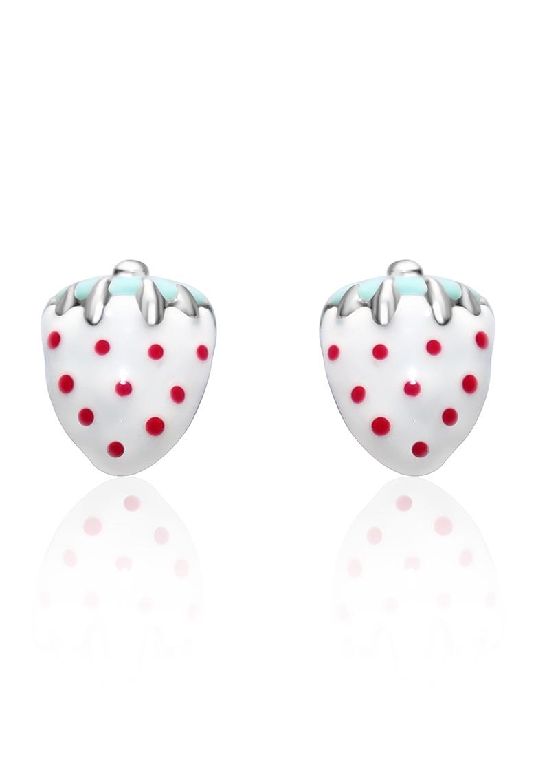 White 925 Pure Silver Strawberry Inspired Stud Earrings