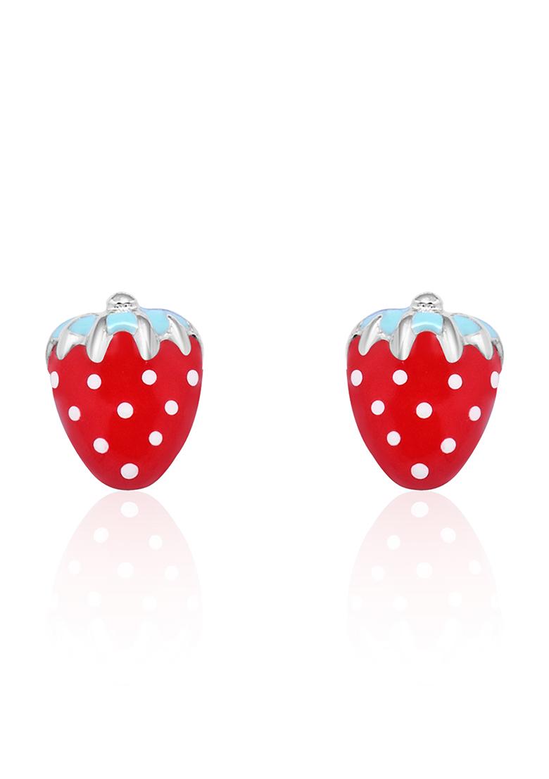 Red 925 Pure Silver Strawberry Inspired Stud Earrings
