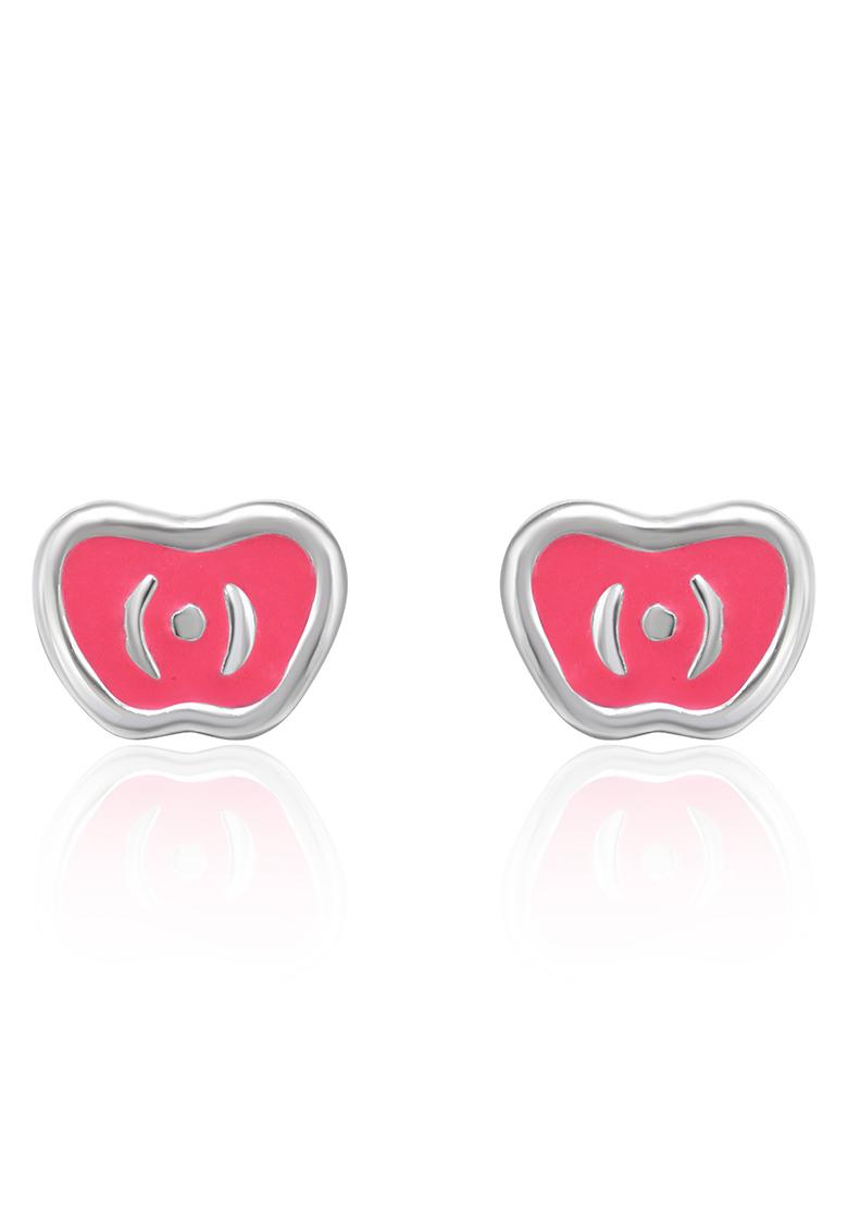 Red 925 Pure Silver Apple Inspired Stud Earrings