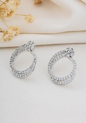 Silver Plated Cubic Zircon Stud Earring