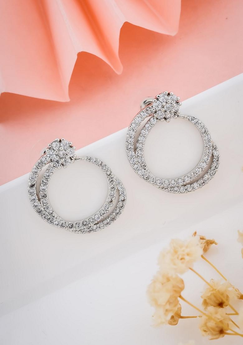 Silver Plated Cubic Zircon Stud Earring