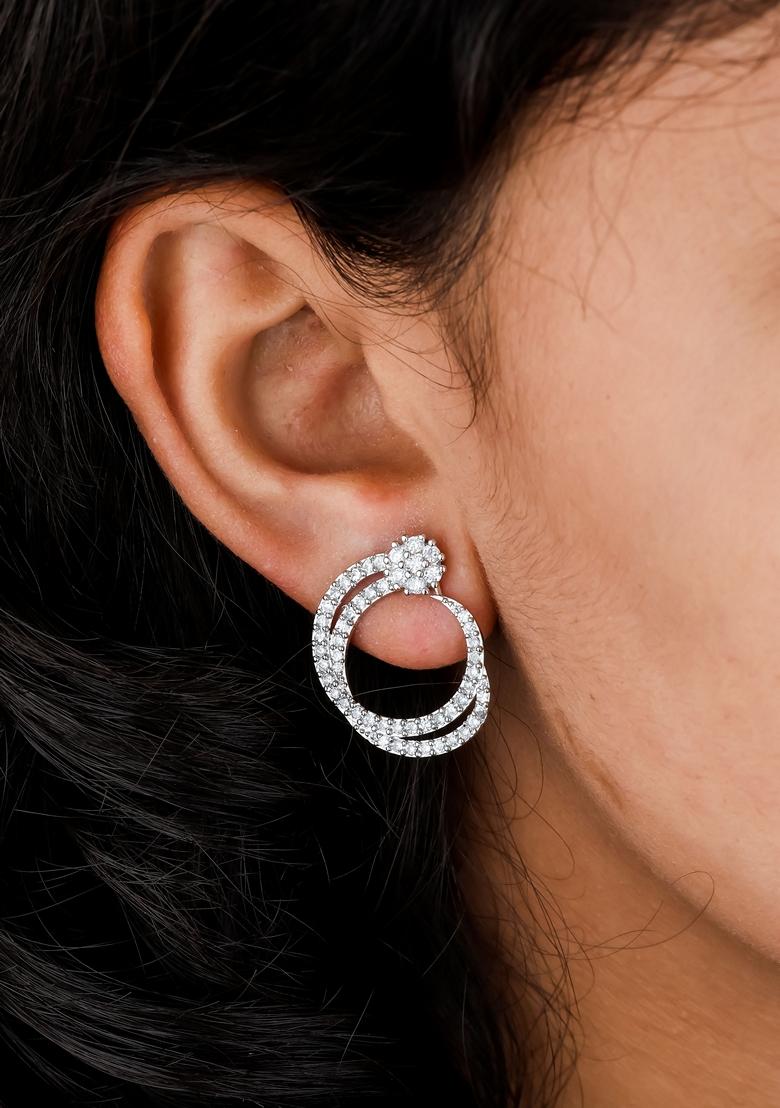 Silver Plated Cubic Zircon Stud Earring