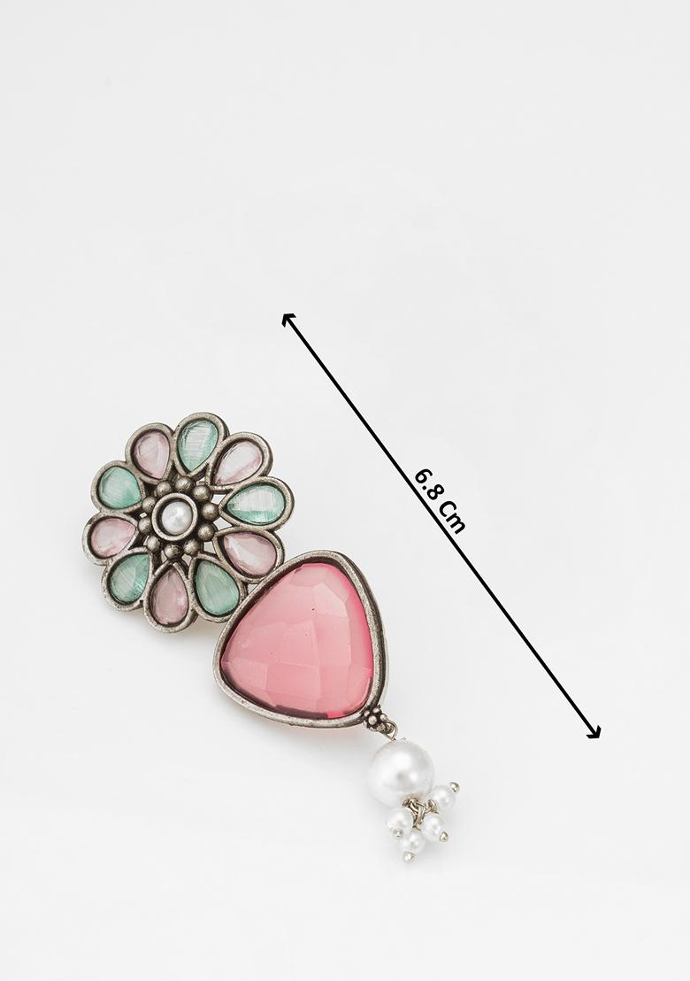 Pink Silver Plating Pearl Artificial Beads Earrings