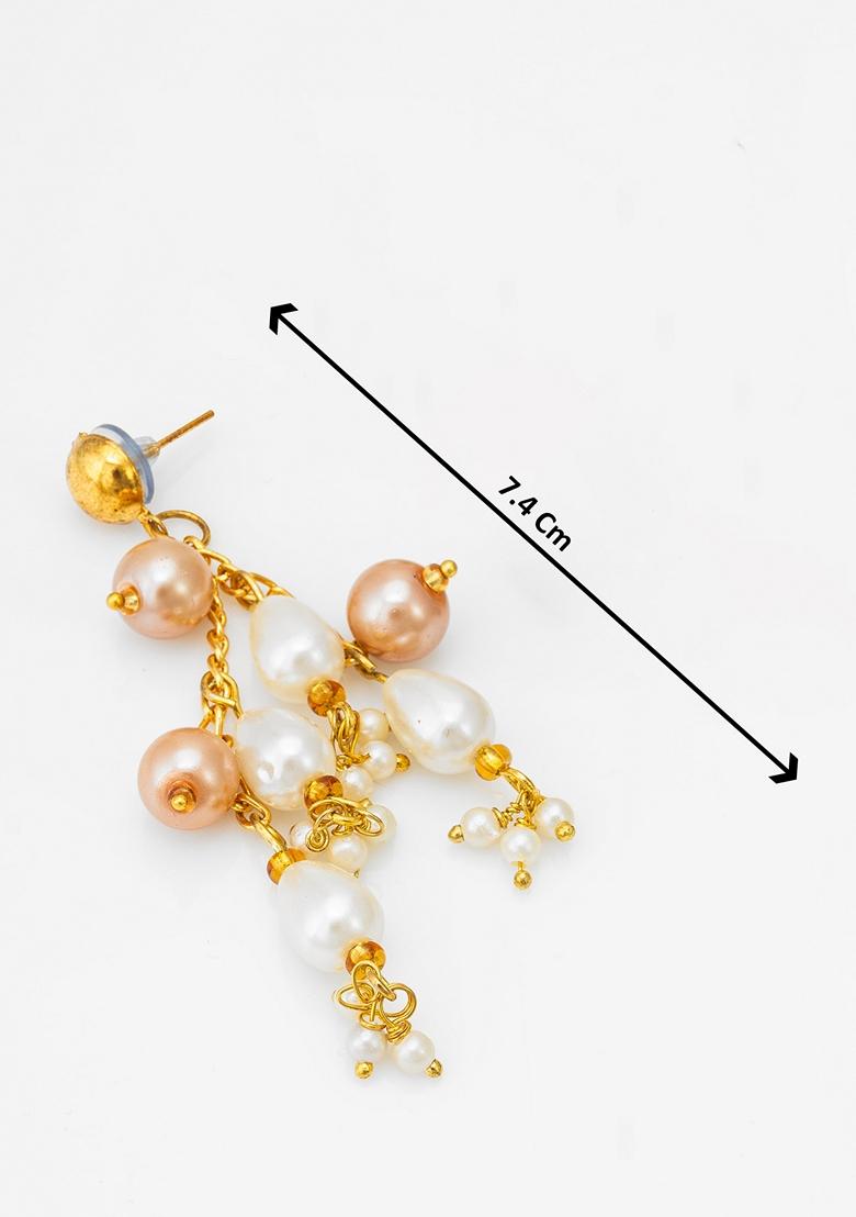 Golden Gold Plating Pearl Artificial Beads Earrings