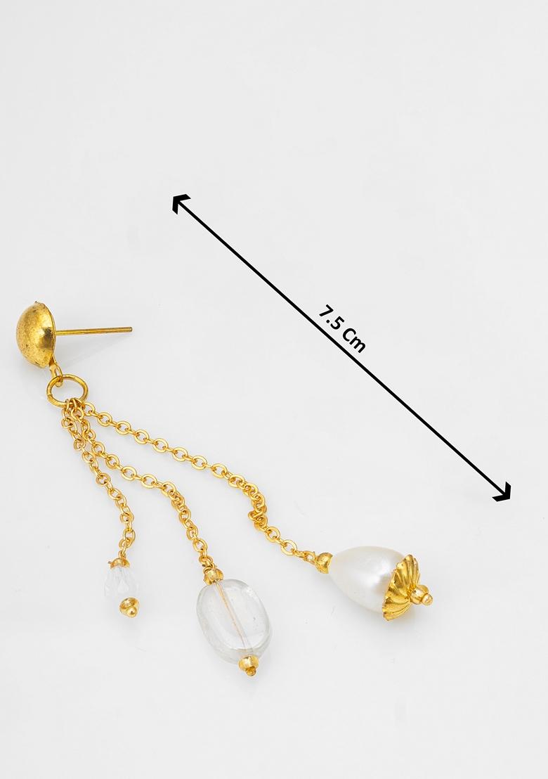 White Gold Plating Pearl Artificial Beads Earrings