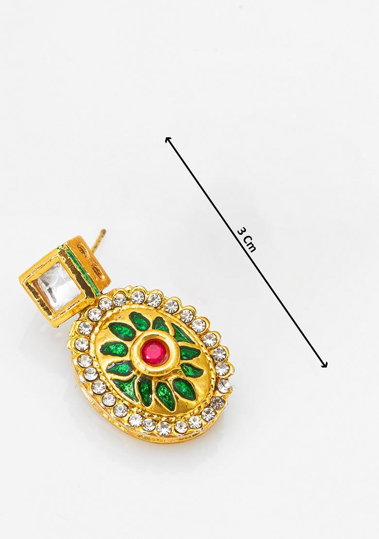Multicolor Gold Plating Kundan Artificial Beads Earrings