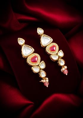 Multicolor Gold Plating Kundan Artificial Beads Earrings