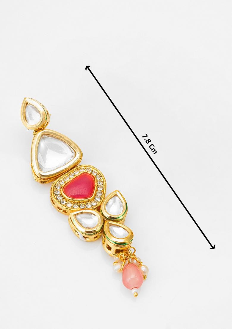 Multicolor Gold Plating Kundan Artificial Beads Earrings