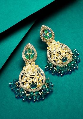 Rama Gold Plating Kundan Pearl Artificial Stone Earrings