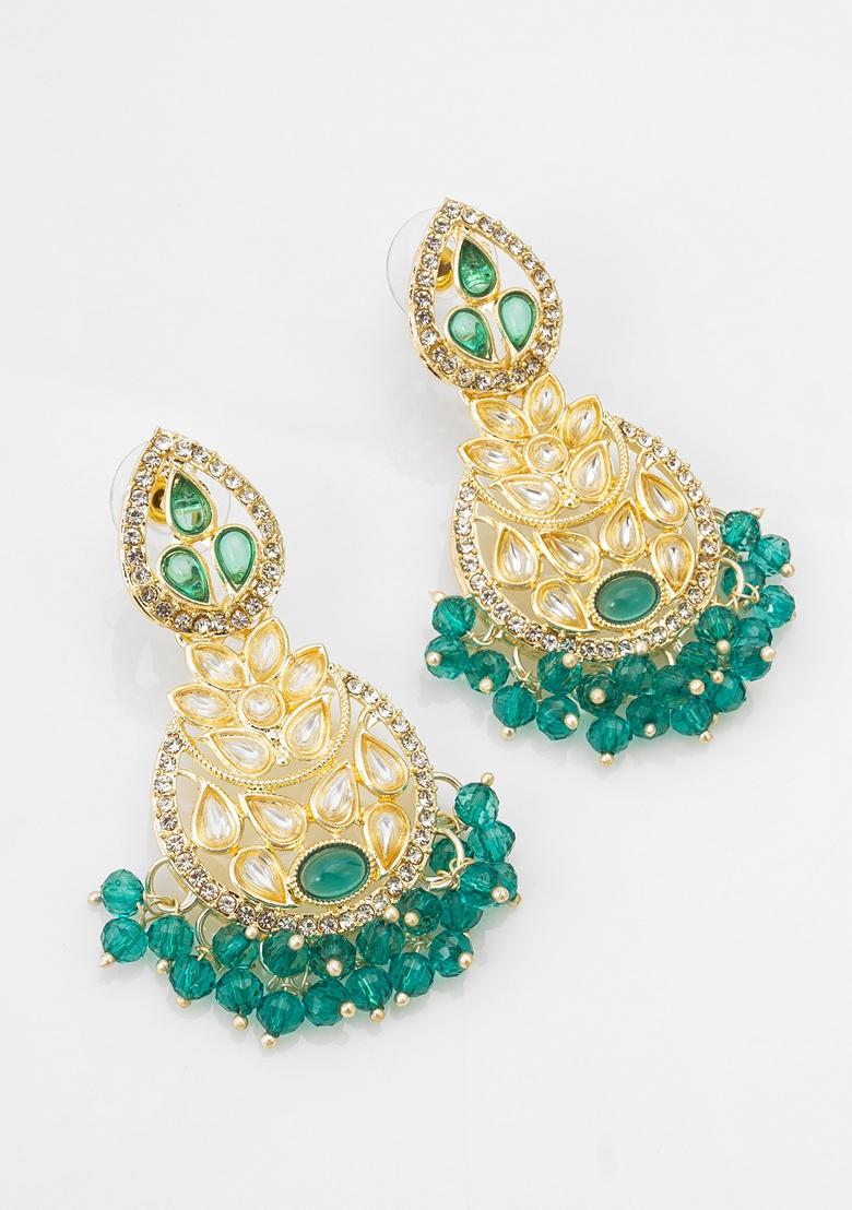 Rama Gold Plating Kundan Pearl Artificial Stone Earrings