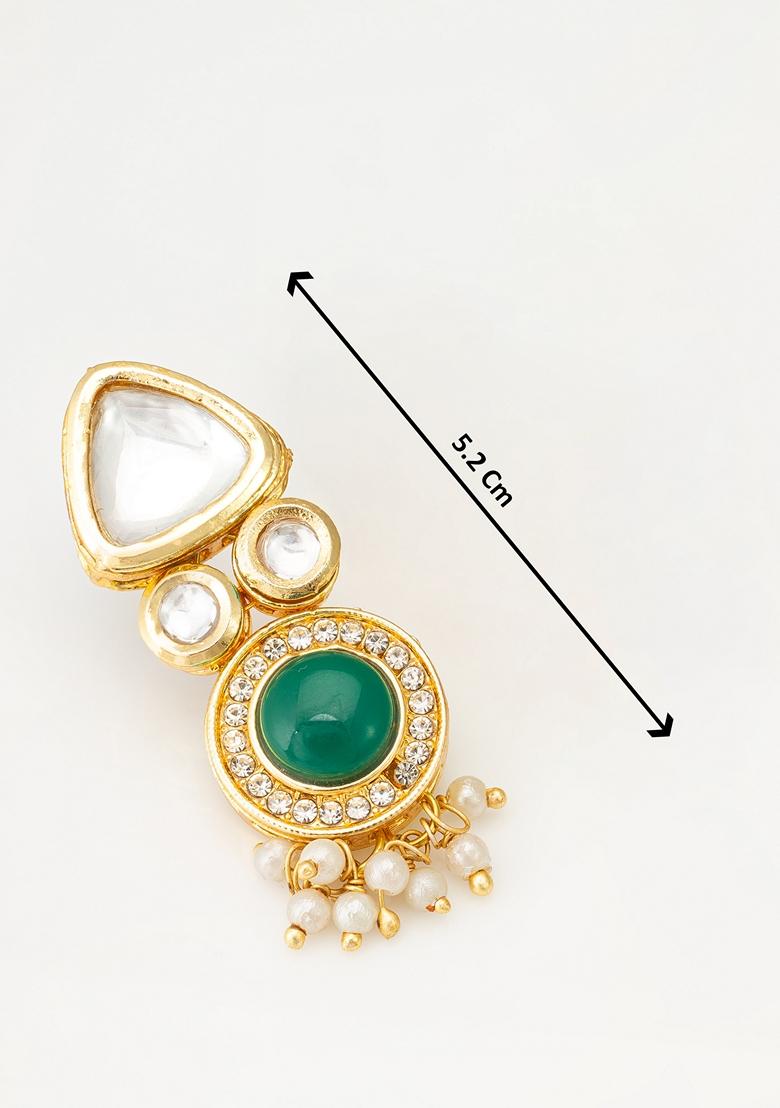 Green Gold Plating Kundan Earrings