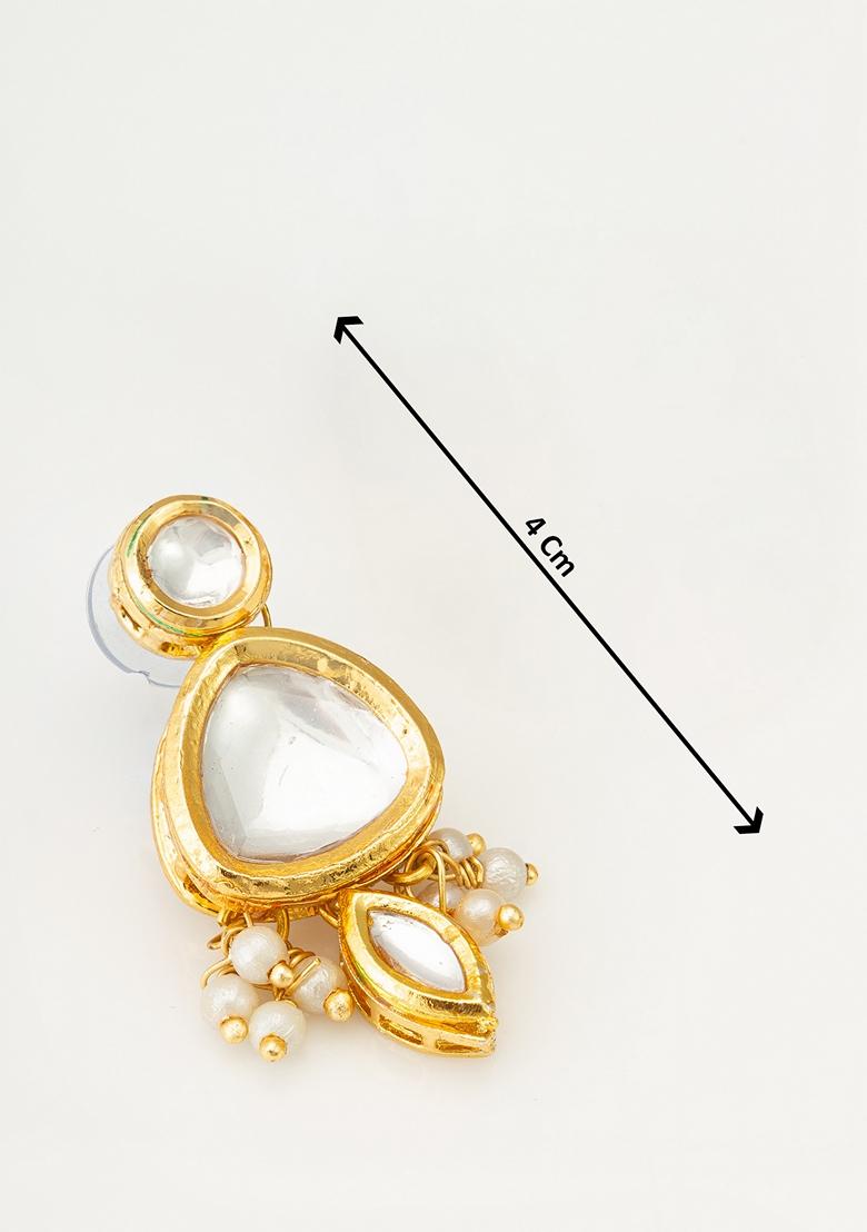 White Gold Plating Kundan Earrings