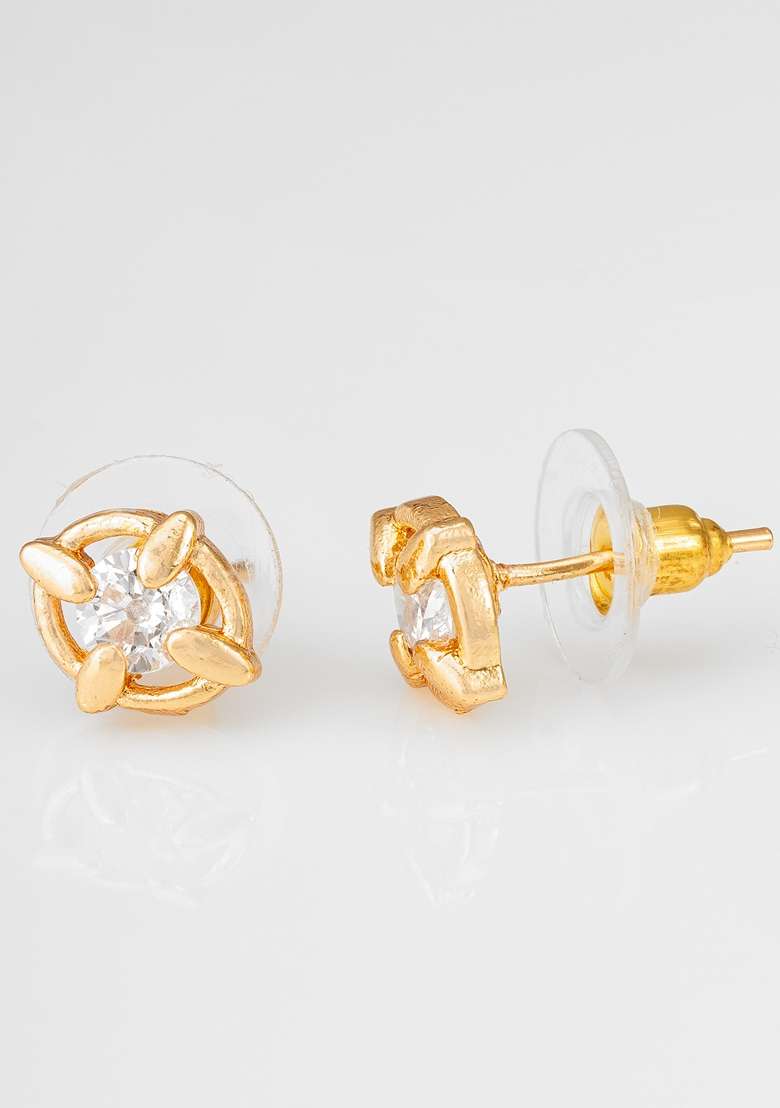 White Gold Plating Ad Earrings - Indya